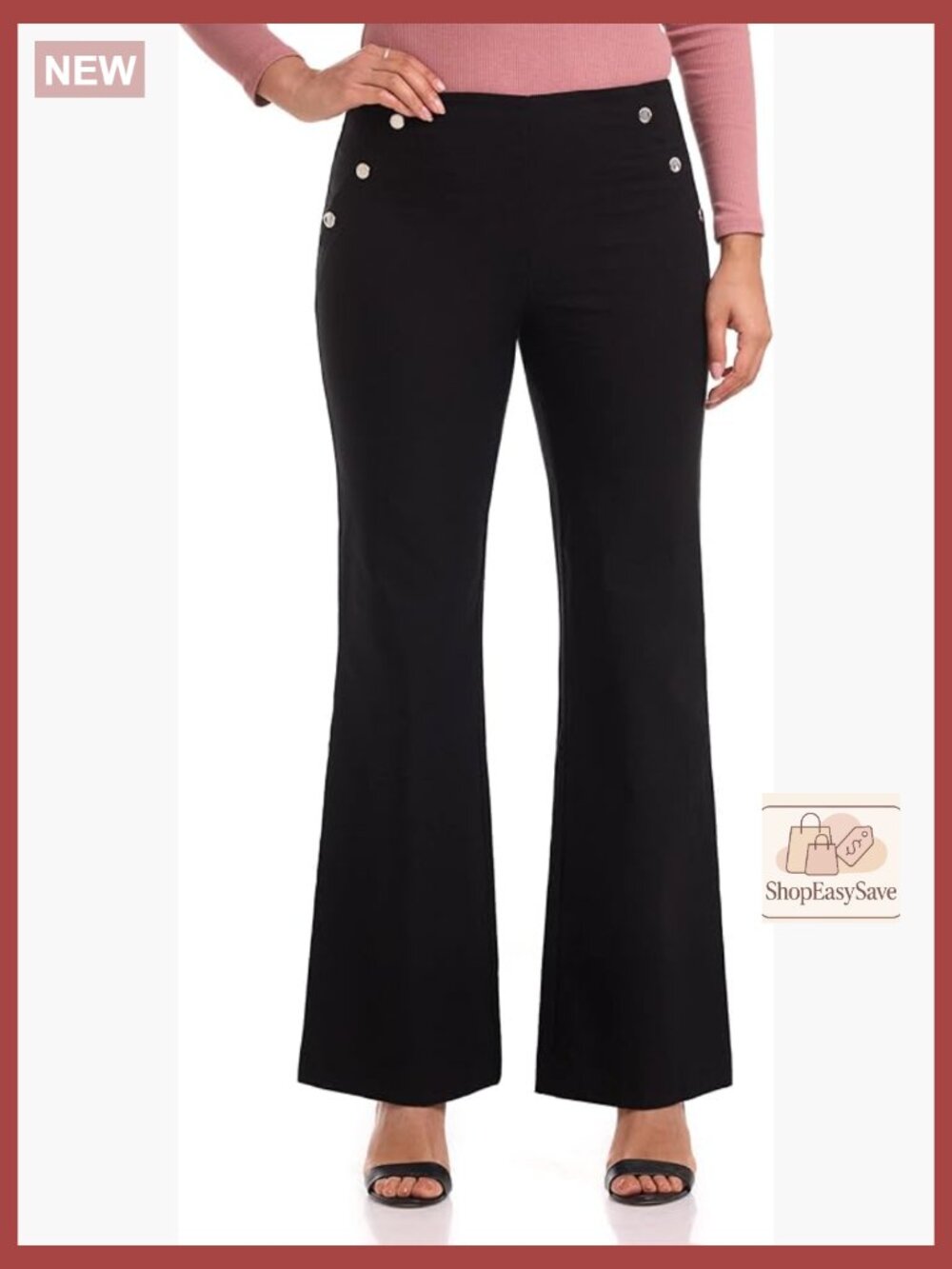 Wide Leg Pull-On Pants Comfort Stretch Palazzo Work Casual 32" Inseam